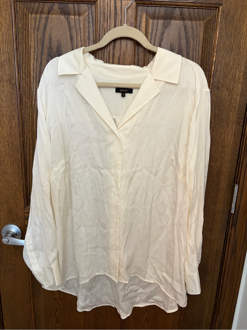 Quince Cream Washable Silk Button-Down Blouse